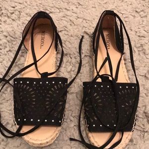 Merona tie up black Sandals size 6.5